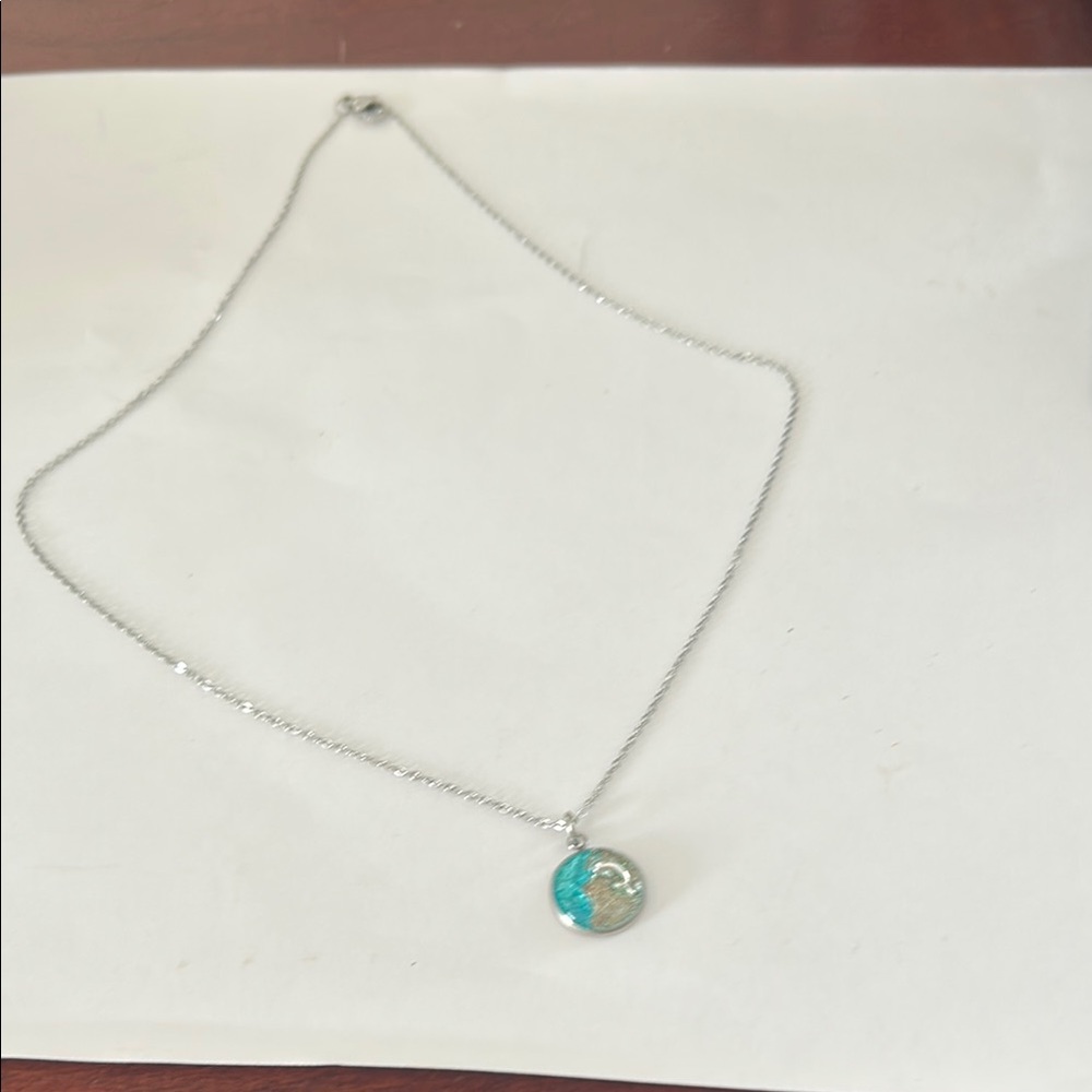 Silver Necklace with Turquoise Pendant